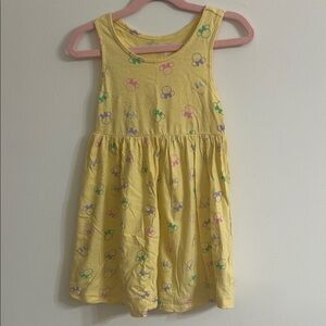 Girls' Yellow Sleeveless Cotton Dress with Pastel Print Minnie Mouse